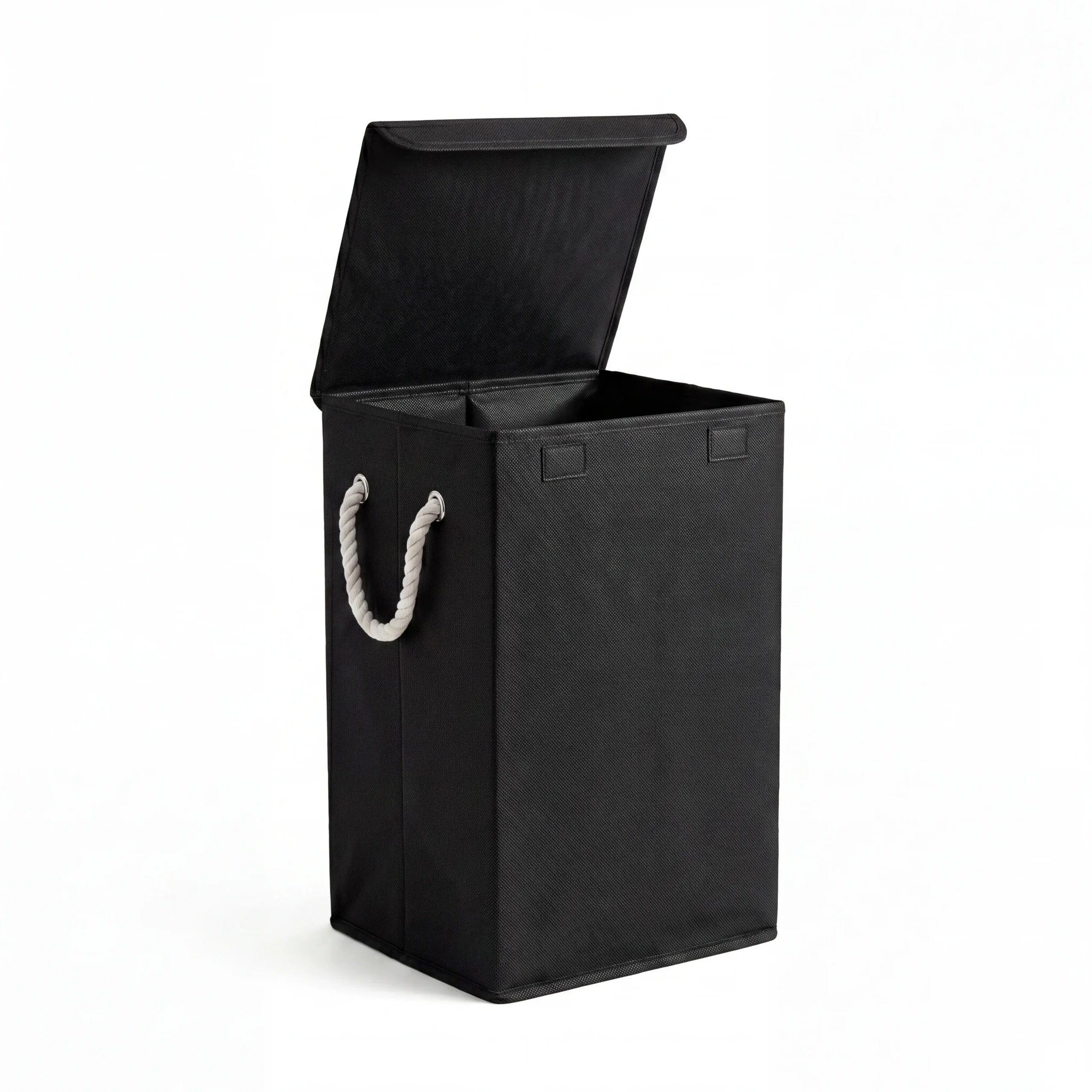beezax-foldable-laundry-hamper-basket-black-front-view.jpg